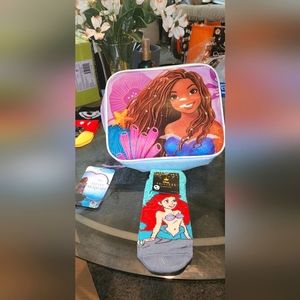 New 2023 Disney My Little Mermaid Lunch Bag/Box Cloth & New Disney Mermaid socks